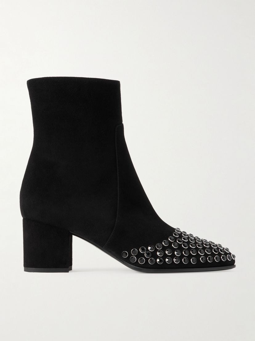 ALAÏA Crystal-embellished suede ankle boots