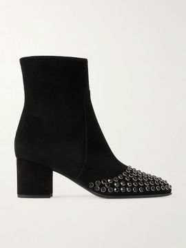 ALAÏA Crystal-embellished suede ankle boots
