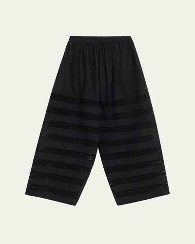 ALAÏA Embroidered Cotton Wide-Leg Crop Culotte Pants