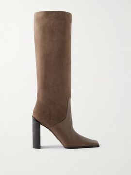 ALAÏA Leather and nubuck knee boots