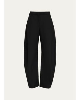 ALAÏA Lightweight Wool Barrel-Leg Pants