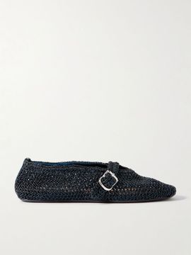 ALAÏA Metallic crocheted ballet flats