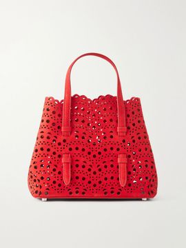 ALAÏA Mina laser-cut nubuck top-handle bag