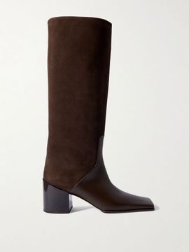 ALAÏA Nubuck and leather knee boots