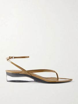ALAÏA Patent leather and plexiglass wedge sandals
