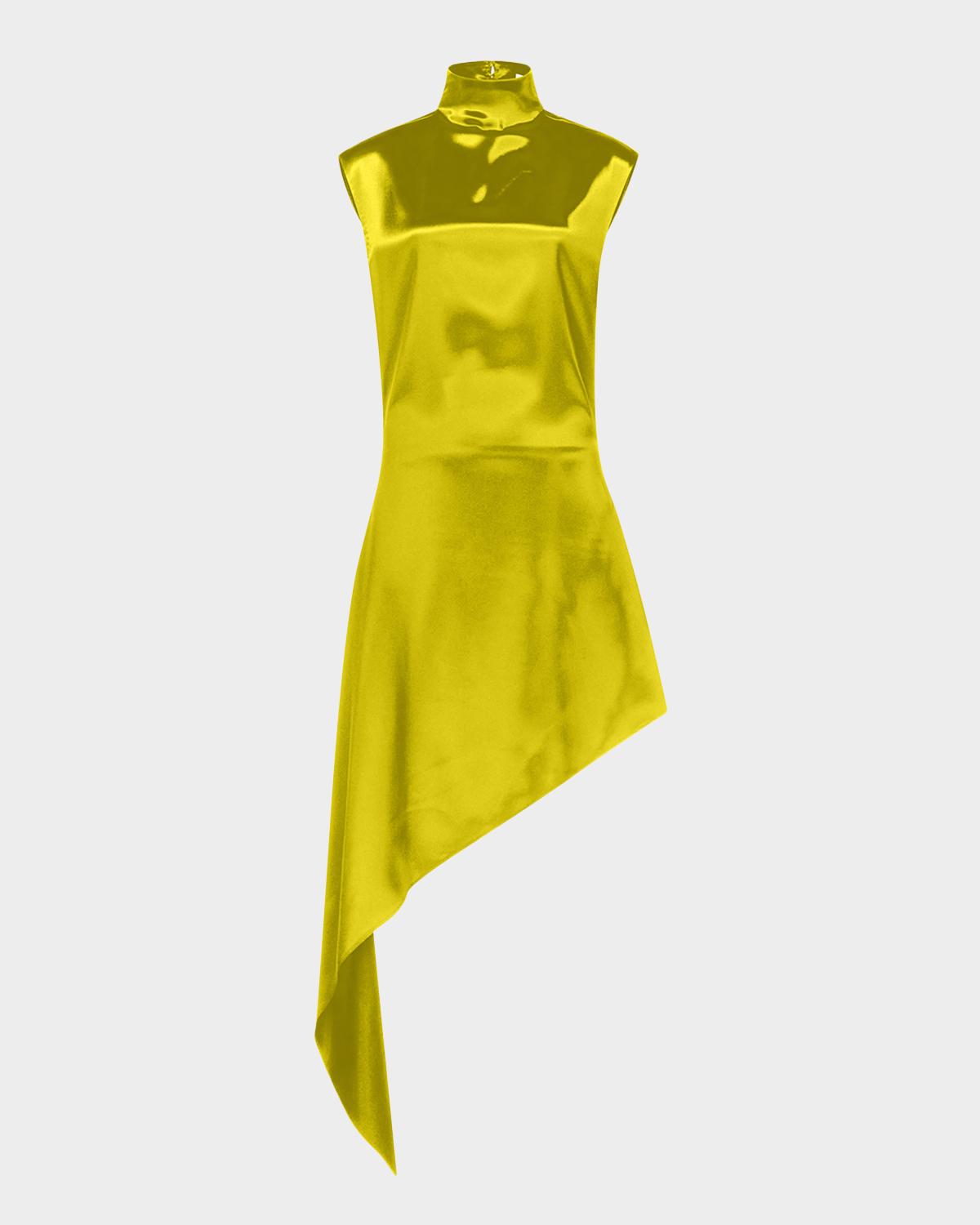 ALAÏA Pointed Mock-Neck Satin Dress