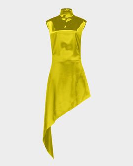 ALAÏA Pointed Mock-Neck Satin Dress