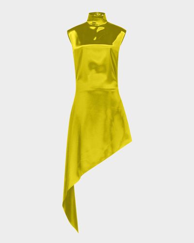 ALAÏA Pointed Mock-Neck Satin Dress