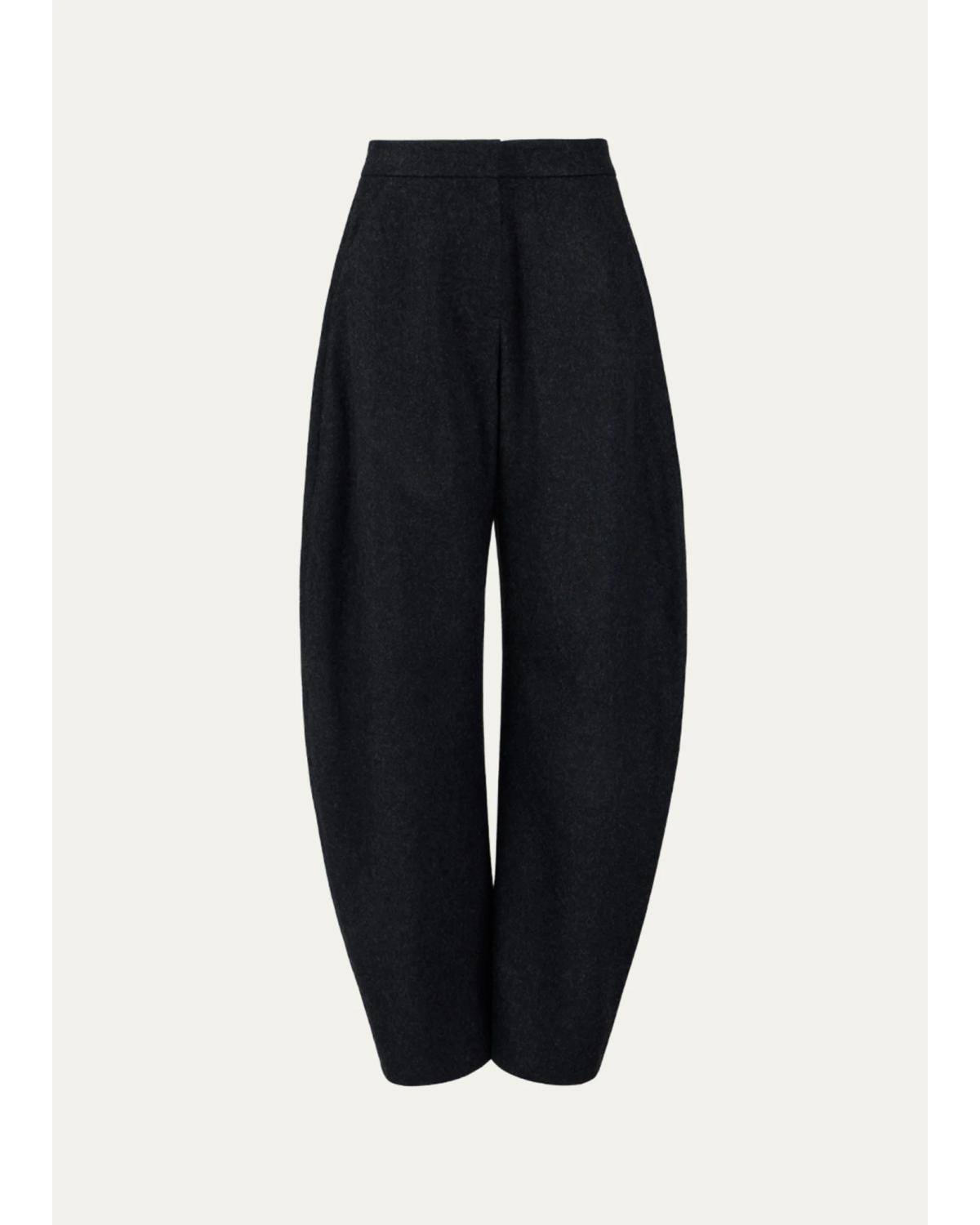 ALAÏA Round Wool Barrel-Leg Pants
