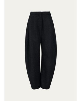 ALAÏA Round Wool Barrel-Leg Pants