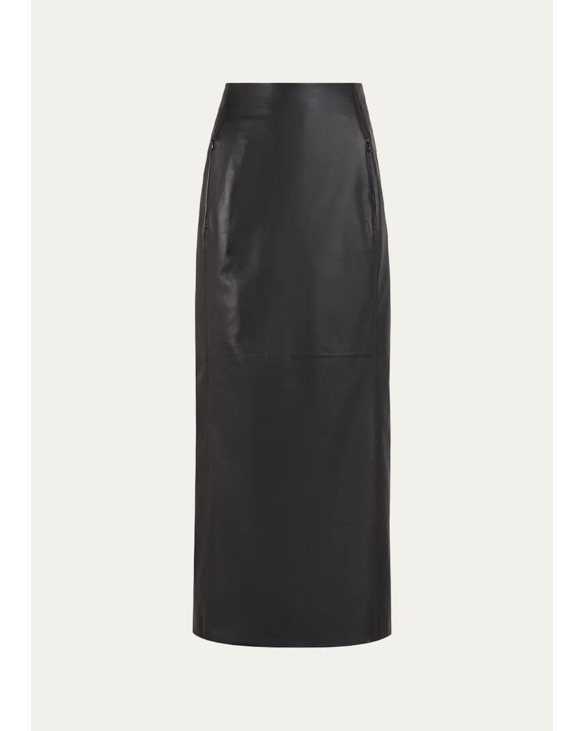 ALAÏA Soft Lambskin Leather Maxi Pencil Skirt