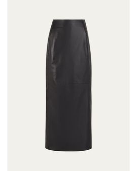 ALAÏA Soft Lambskin Leather Maxi Pencil Skirt