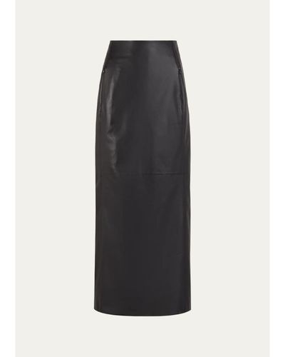 ALAÏA Soft Lambskin Leather Maxi Pencil Skirt