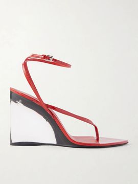 ALAÏA Tong 90 patent-leather wedge sandals