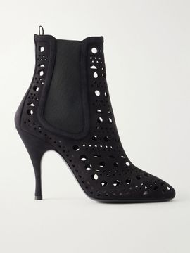 ALAÏA Vienne 100 laser-cut suede ankle boots