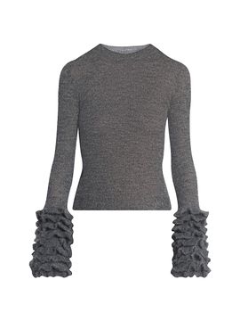 Alaïa Women's Mohair-Blend Ruffled Cuff Sweater