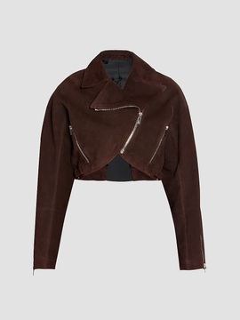 Alaïa Women's Suede Crop Biker Jacket
