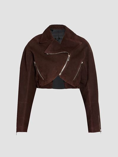 Alaïa Women's Suede Crop Biker Jacket