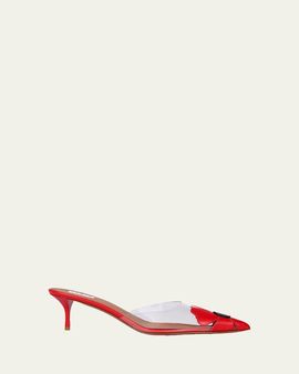ALAIA 55mm Bloom Leather Transparent Mule Pumps