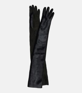 Alaia Alaïa Calf hair and suede gloves