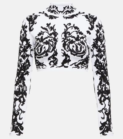 Alaia AlaÃ¯a Calligraphy jacquard crop top