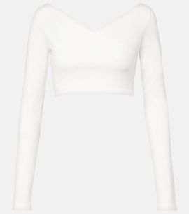 Alaia AlaÃ¯a Cotton-blend crÃªpe wrap top