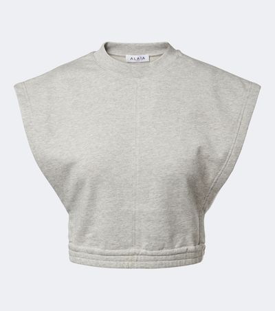 Alaia AlaÃ¯a Cotton-blend fleece crop top