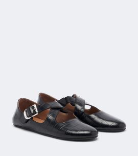 Alaia Alaïa Croc-effect leather ballet flats