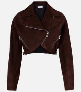 Alaia AlaÃ¯a Cropped suede biker jacket