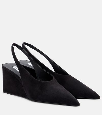 Alaia AlaÃ¯a Cube 75 wedge slingback suede pumps