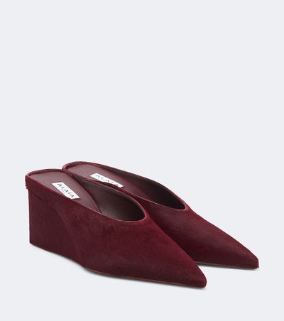 Alaia Alaïa Cube calf hair wedge mules