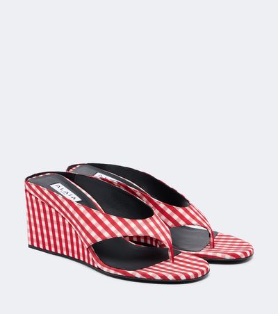 Alaia AlaÃ¯a Cube gingham wedge sandals