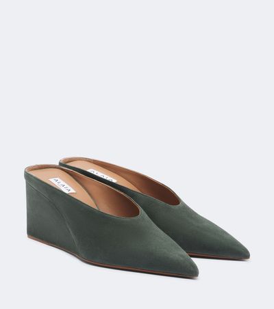 Alaia Alaïa Cube suede wedge mules