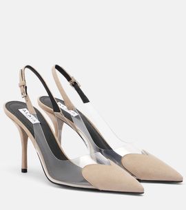 Alaia Alaïa Cœur 90 suede and PVC slingback pumps
