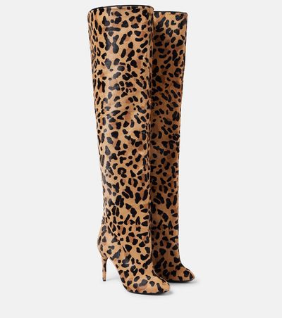 Alaia AlaÃ¯a Leopard-print calf hair over-the-knee boots