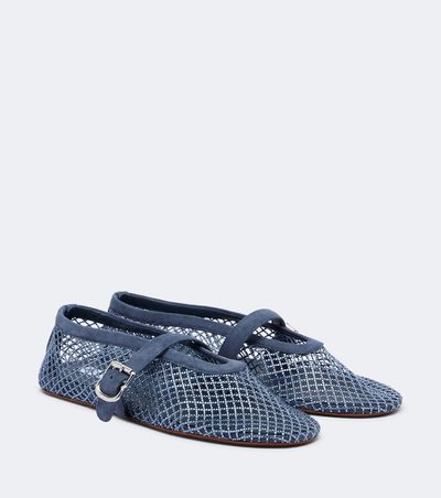 Alaia Alaïa Embellished fishnet Mary Jane flats