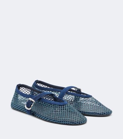 Alaia Alaïa Embellished suede-trimmed Mary Jane flats