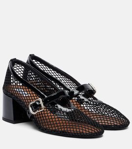 Alaia AlaÃ¯a Fishnet leather-trimmed Mary Jane pumps