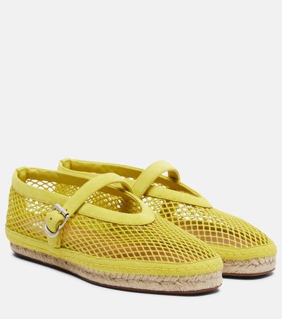 Alaia AlaÃ¯a Fishnet suede-trimmed espadrilles