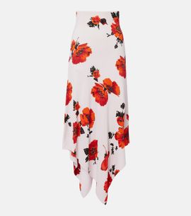 Alaia AlaÃ¯a Floral asymmetric jersey midi skirt