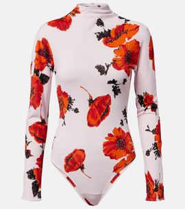 Alaia AlaÃ¯a Floral jersey bodysuit
