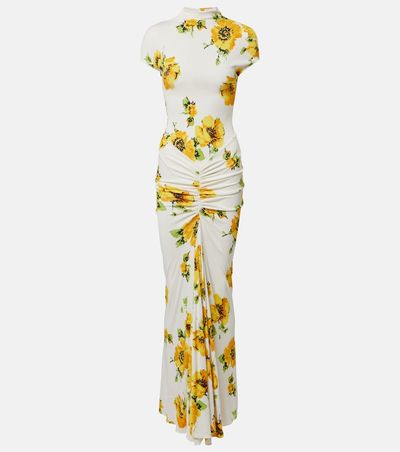Alaia AlaÃ¯a Floral ruched jersey maxi dress