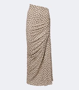 Alaia Alaïa Gathered polka-dot jersey maxi skirt
