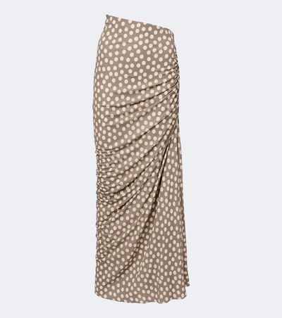 Alaia Alaïa Gathered polka-dot jersey maxi skirt