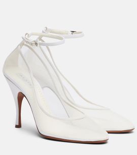 Alaia Alaïa Grosgrain-trimmed mesh pumps