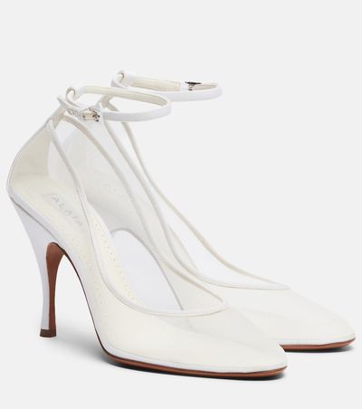 Alaia Alaïa Grosgrain-trimmed mesh pumps