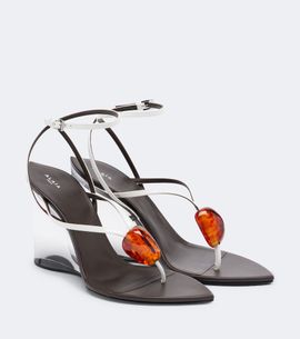 Alaia AlaÃ¯a Invisible Wedge leather thong sandals