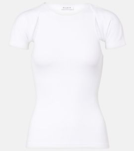 Alaia AlaÃ¯a Layered ribbed-knit jersey top
