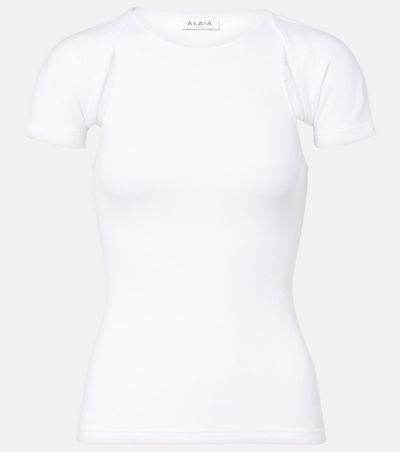 Alaia AlaÃ¯a Layered ribbed-knit jersey top