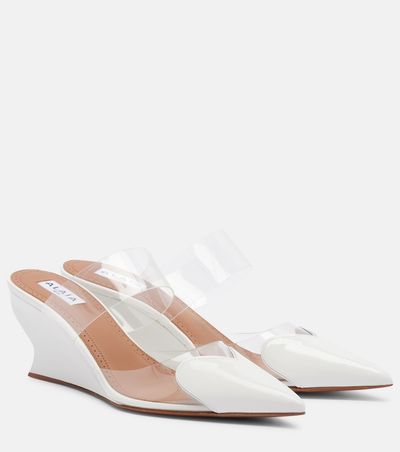 Alaia AlaÃ¯a Le Coeur patent leather wedge mules